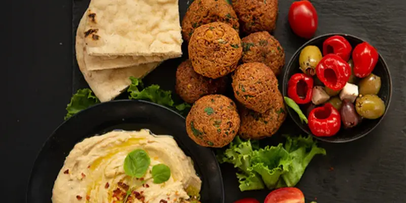 Falafel on a serving tray