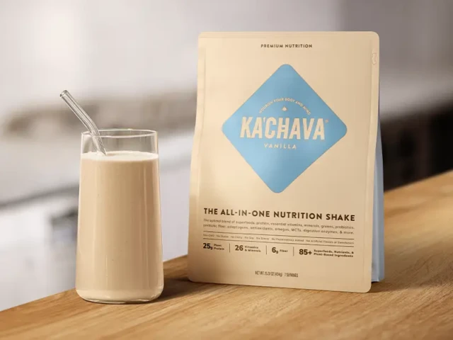 Ka'Chava vanilla flavor next to a glass